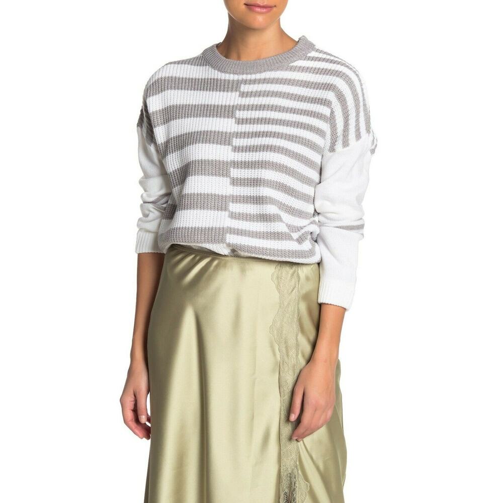 CATHERINE MALANDRINO Mist Grey Stripe Sweater